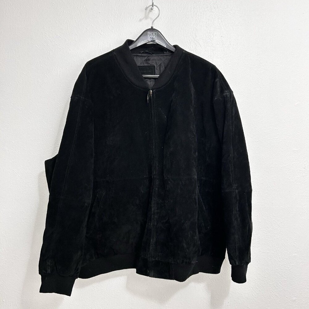 VTG 90s Y2K Suede Leather Bomber Jacket Coat Black Hip Hop Gorpcore Size 4XB - Picture 13 of 13